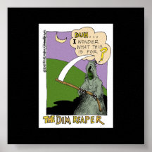 Lustiges Cartoon-Plakat schwacher Sensenmann-Hallo