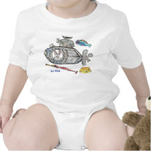 Lustiges Cartoon-Unterseeboot fischt Baby Strampler