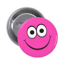Lustiges Cartoongesicht pinback des heißen Rosas g Buttons