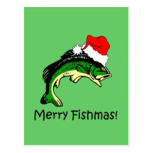 Lustiges Fischen Weihnachten Postkarten