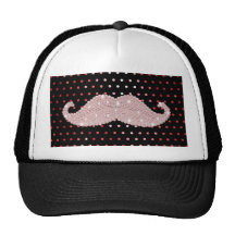 Lustiges Girly rosa Bling Schnurrbart-Tupfen-Muste Kult Cap