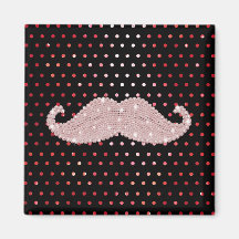 Lustiges Girly rosa Bling Schnurrbart-Tupfen-Muste Magnete