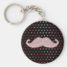 Lustiges Girly rosa Bling Schnurrbart-Tupfen-Muste Schlüsselbänder