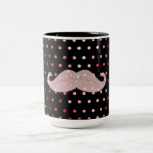 Lustiges Girly rosa Bling Schnurrbart-Tupfen-Muste Kaffee Haferl