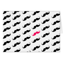 Lustiges Girly rosa und schwarzes Schnurrbart-Must Karte