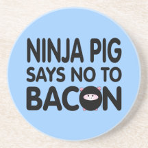 Lustiges Ninja Schwein lehnt Speck ab Bierdeckel