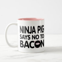 Lustiges Ninja Schwein lehnt Speck ab Kaffee Haferl