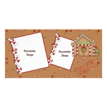 Lustiges Weihnachten - Lebkuchen-Haus Foto Karten Vorlage