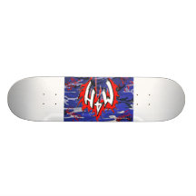 M4H BLAUE CAMOUFLAGE-PLATTFORM SKATEBOARDDECKS