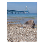 Mackinac Brücke mit Felsen-Postkarte
