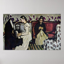 Mädchen am Klavier durch Paul Cezanne Plakatdruck