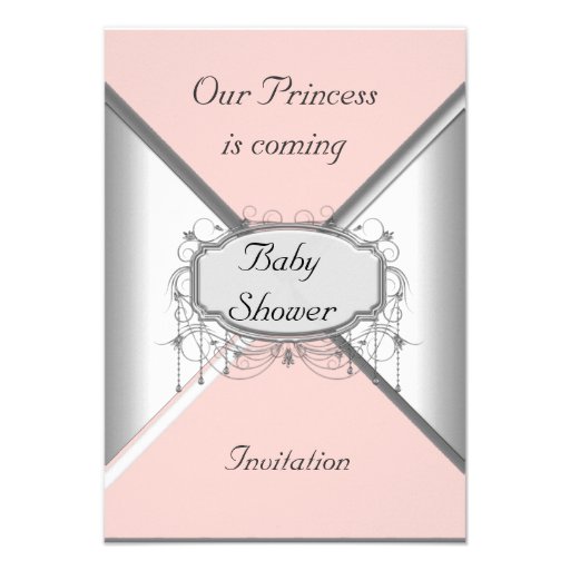 Mädchen-Baby-Duschen-Party-Rosa-Silber-Einladung