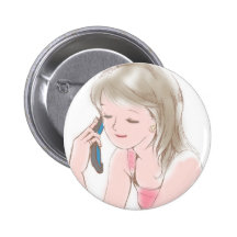 Mädchen, das auf dem Handy gabbing ist Anstecknadel