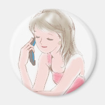Mädchen, das auf dem Handy gabbing ist Magnete