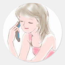 Mädchen, das auf dem Handy gabbing ist Sticker