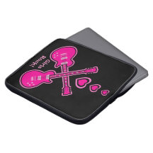 Mädchen-Felsen! Rosa Gitarren u. Herzen kundengere Laptop Sleeve Schutzhüllen