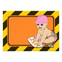 Mädchen-im Bau Babyparty-Einladungen