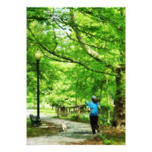 Mädchen-Joggen mit Hund Einladungskarte