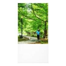 Mädchen-Joggen mit Hund Foto Karten Vorlage