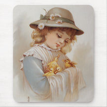 Mädchen mit Baby-Enten Mousepads