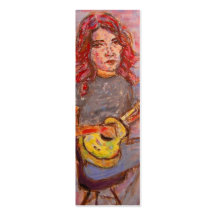 Mädchen mit dem rotem Haar und Ukulele Visitenkartenvorlage