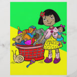 Mädchen mit Korb der Spielwaren Flyerdesign