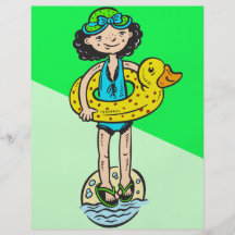 Mädchen mit Pool-Spielzeug Flyerbedruckung