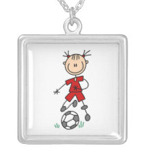 Mädchen-rote einheitliche Strichmännchen-Fußball-S Personalisierter Schmuck