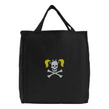Mädchen-Schädel mit Zöpfe gestickter Tasche