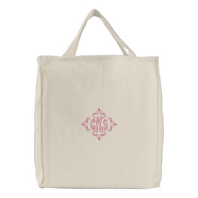 Mädchen stickten Monogramm-Leinwand-Taschen-Tasche