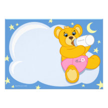 Mädchen-Teddybär-Babyparty-Einladungen
