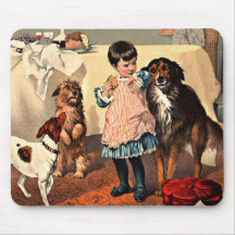 Mädchen und Hunde Mauspad