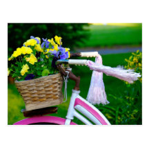Mädchen wollen gerade, um Spaß, rosa Mädchen-Fahrr Postkarten