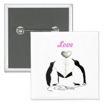 Mädchenhübsches niedliches Penguin-Liebe-Vogel-Kno Button
