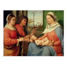 Madonna und Kind mit Heiligen 2 Postkarte