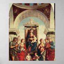 Madonna und Kind mit Heiligen Plakatdruck