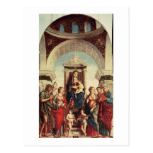 Madonna und Kind mit Heiligen Postkarte
