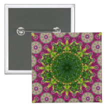 Magentaroter Blumen-KreiseMandala Buttons