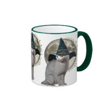 Magische weiße Katze Kaffeehaferl