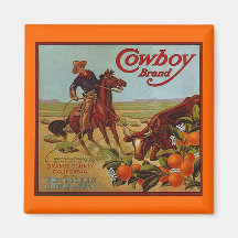 MAGNET VINTAGE Cowboy-Marken-Orangen, die CA ANNON Magnete