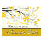 Magnolie mit gelben Blumen Save the Date wedding Postkarte