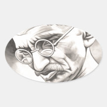 Mahatma Gandhi Oval Stickers
