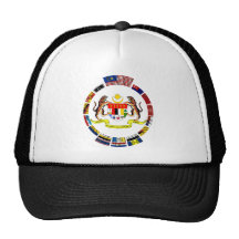Malaysische wellenartig bewegende Flaggen mit den  Baseball Caps