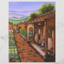 Malerei eines traditioneller Chinese-Dorfs Individuelle Flyer