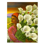 Malerei-Frau mit der Cala-Lilien-Kunst - multi Postkarten