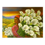 Malerei-Frau mit der Cala-Lilien-Kunst - multi Postkarte