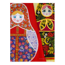 Malerei von Russe Matryoshka Puppe Postkarten