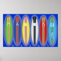 Malibu-Strand-Surfbretter Plakatdruck
