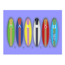 Malibu-Strand-Surfbretter Postkarten