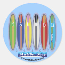 Malibu-Strand-Surfbretter Runde Aufkleber